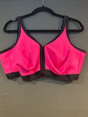 Cacique 44F Pink Black Underwire Sports Bra Full Coverage Plus Size Activewear